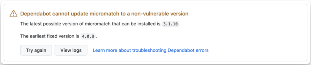 Dependabot failure
